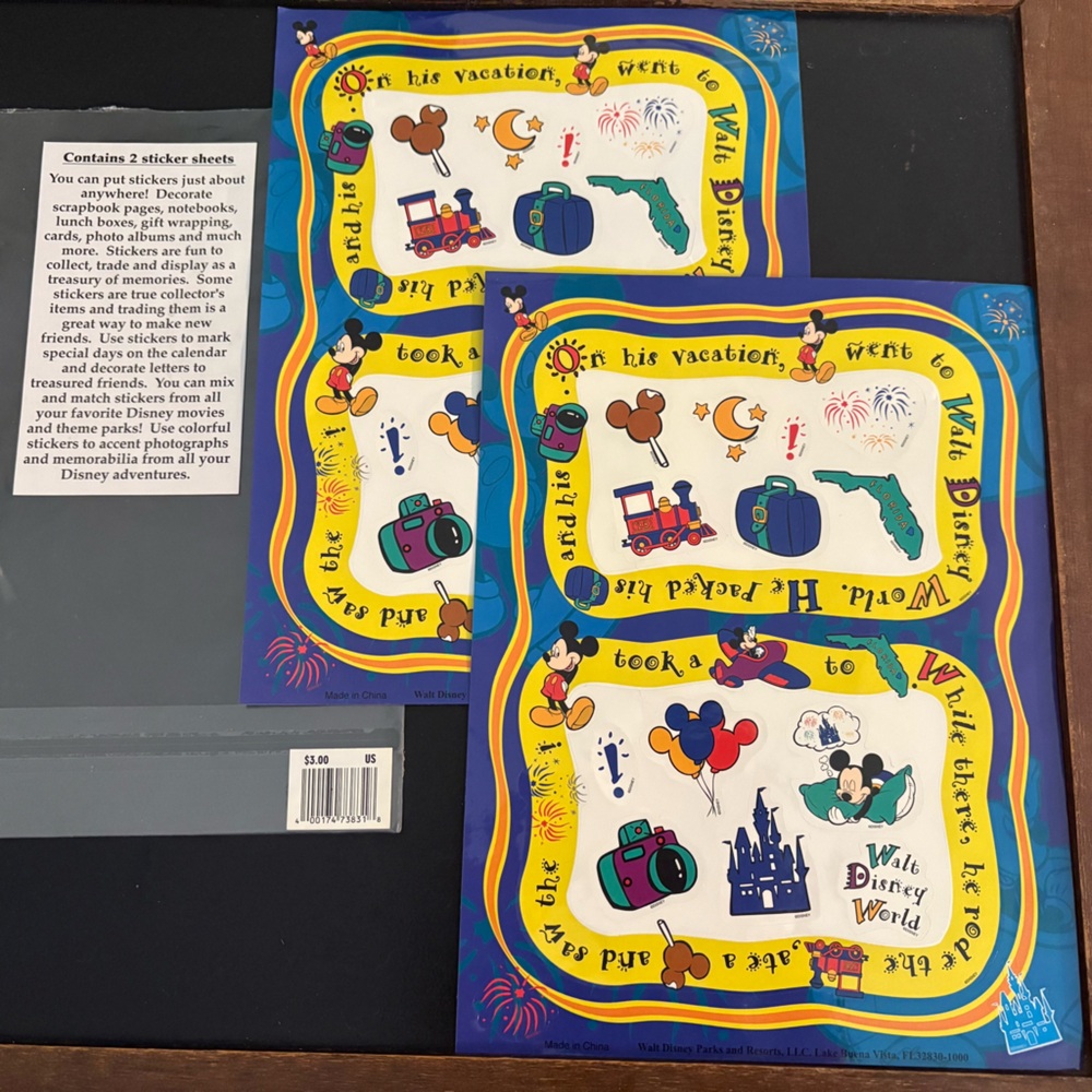Disney Walt Disney World Mickey Stickers 2 Sheets